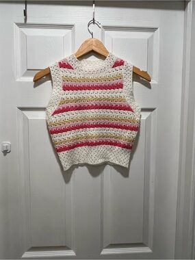 Crochet Sleeveless Knit Tank Top Crop Top